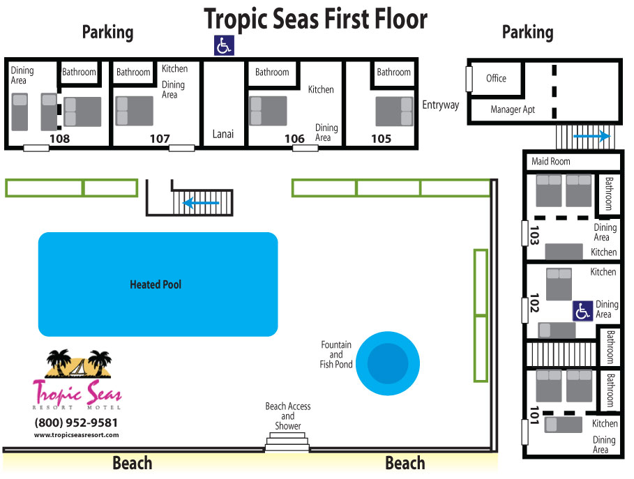 Map of Tropic Seas Resort | First Floor